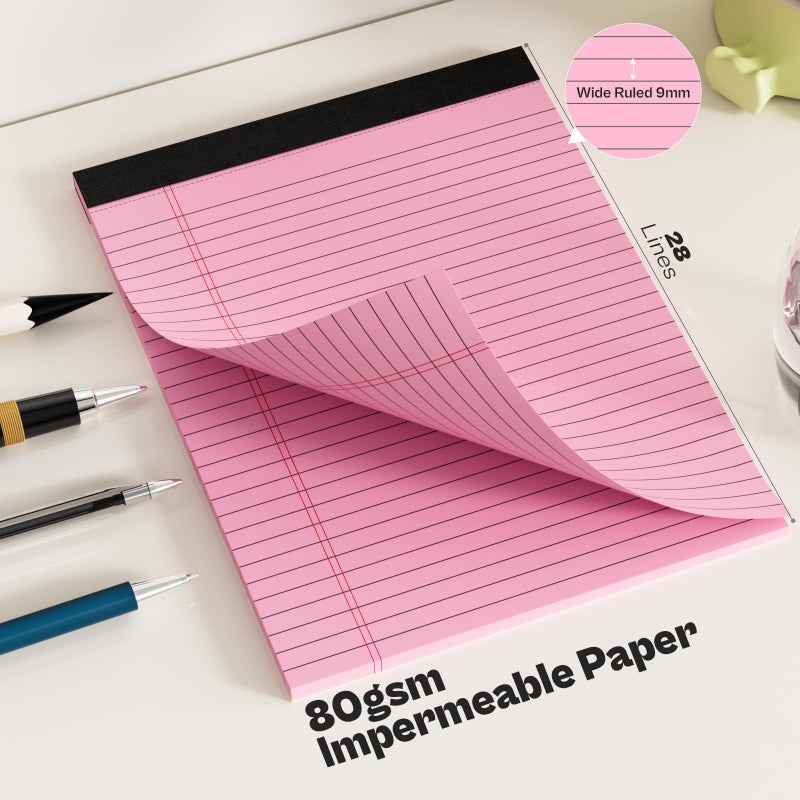 Nichela 3 Pack Legal Pads 8.5 x 11 Note Pads Colored Paper Wide Ruled Lined Paper with Micro-Perforated Writing Notebook 30 Sheets per Pad (90 Total Pages) Notepad for To-do List School & Office Supplies - Image 5